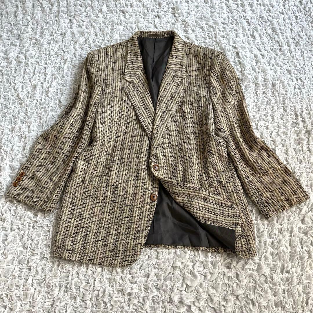 【Christian Dior】 ツイードジャケット L テーラード アルパカ混