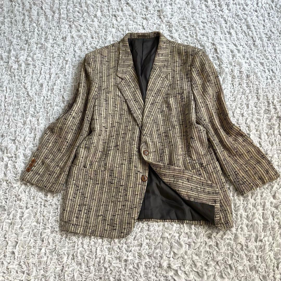 【Christian Dior】 ツイードジャケット L テーラード アルパカ混