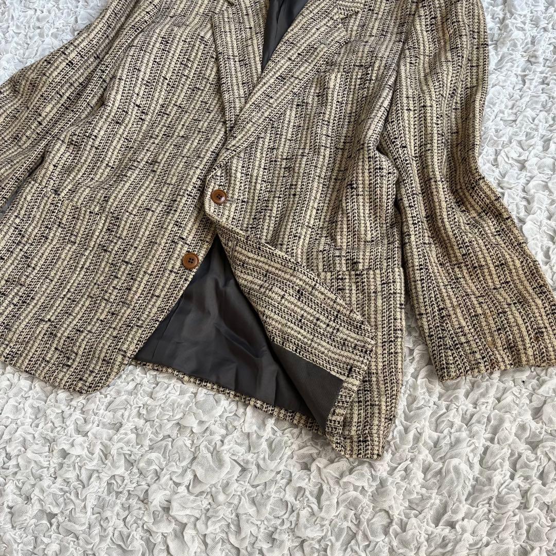 【Christian Dior】 ツイードジャケット L テーラード アルパカ混