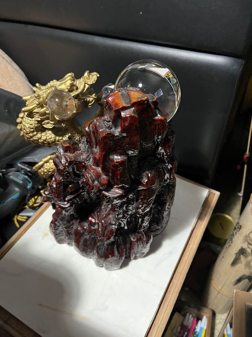 大友彦神で 風水龍の置物 龍の置き物 金色の龍 中国の伝説上の神獣である龍