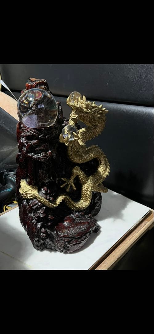 大友彦神で 風水龍の置物 龍の置き物 金色の龍 中国の伝説上の神獣である龍