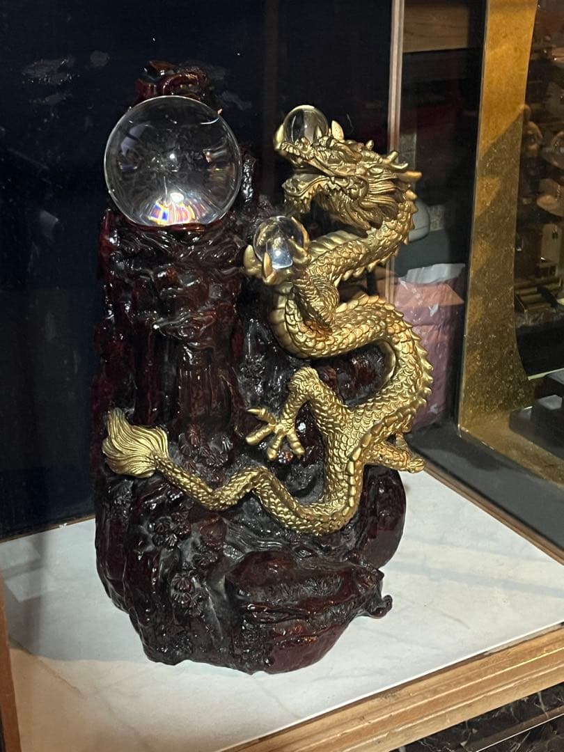 大友彦神で 風水龍の置物 龍の置き物 金色の龍 中国の伝説上の神獣である龍