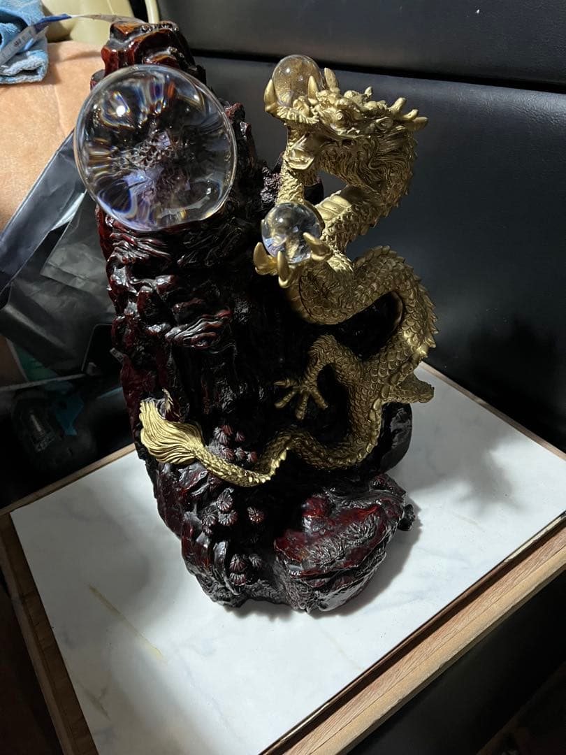 大友彦神で 風水龍の置物 龍の置き物 金色の龍 中国の伝説上の神獣である龍