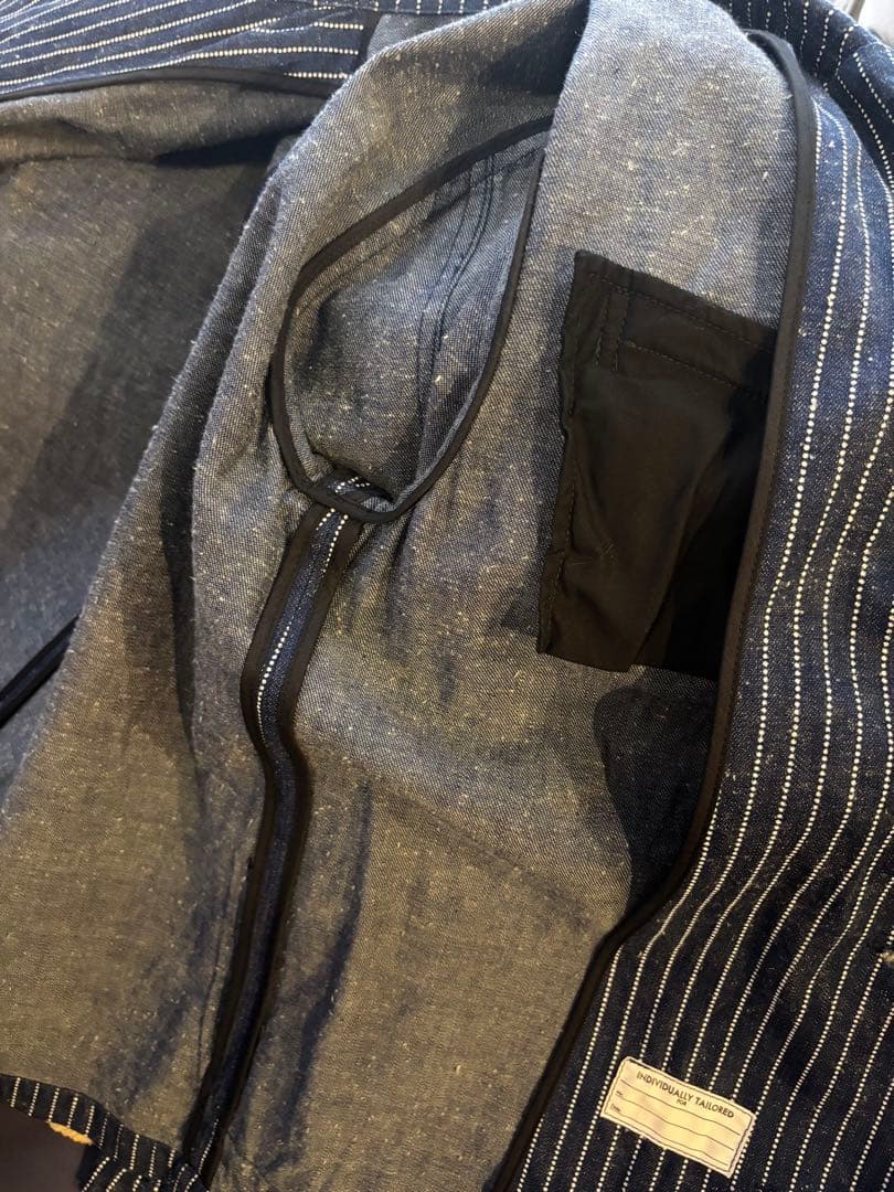 DOUBLE DIAMOND ネイビーストライプカバーオール 38 リアルマッコ