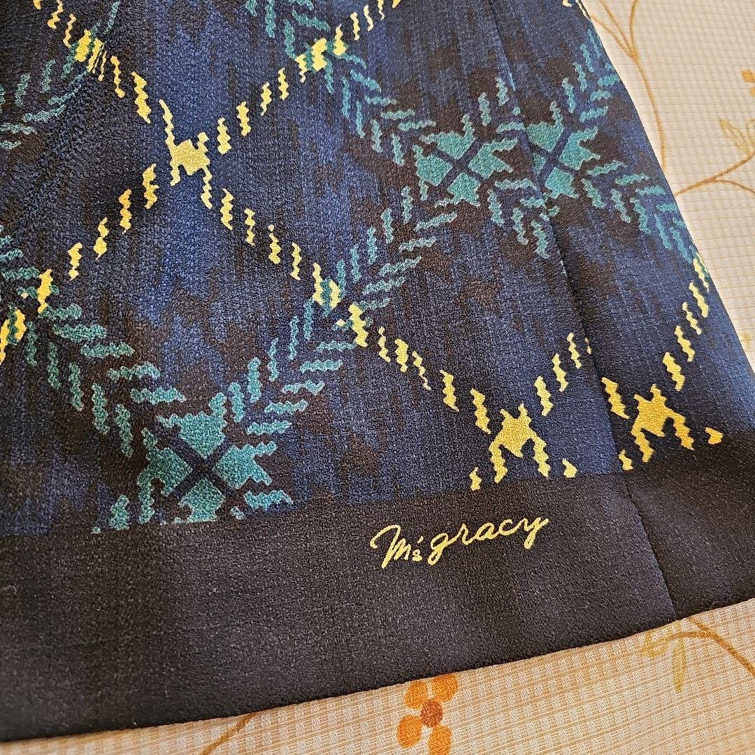 エムズグレイシー♡ワンピース 38　チェック柄　リボン　お花ボタン