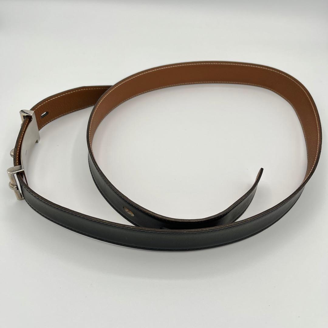 HERMES エルメス　ベルト　ブラック ボックスカーフ　レザー　□R刻印