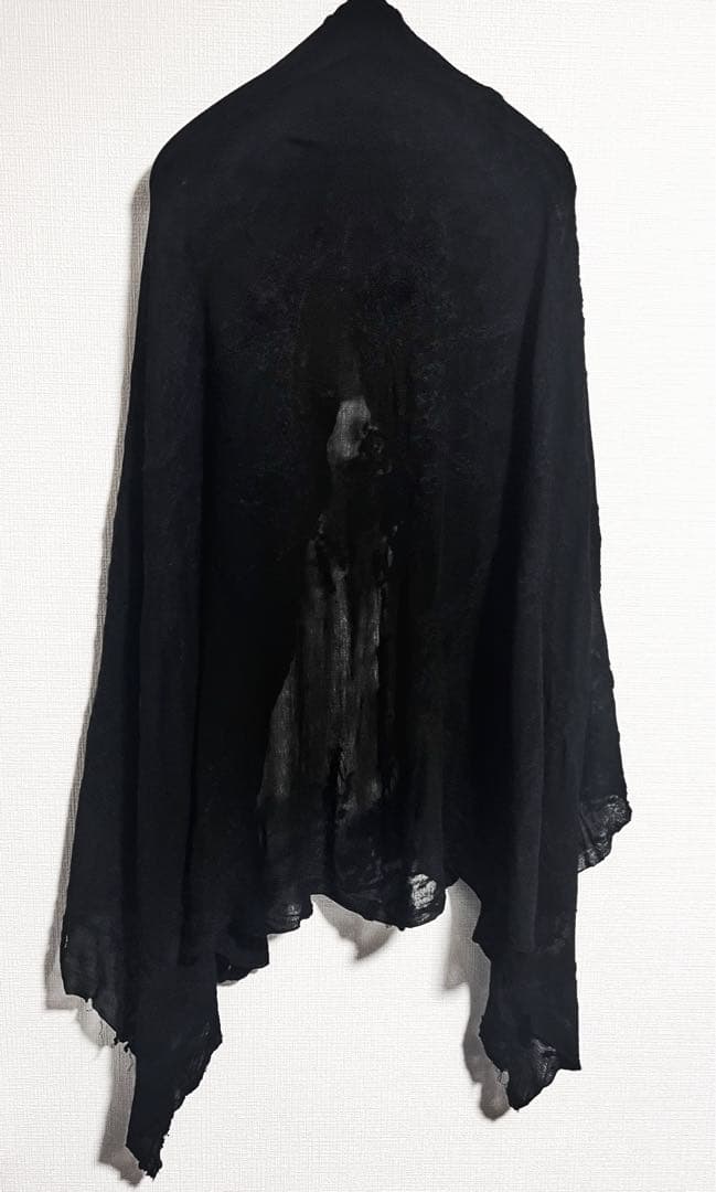 JULIUS 超希少 14FW 総柄模様 シルク混大判ストール ユリウス 黒