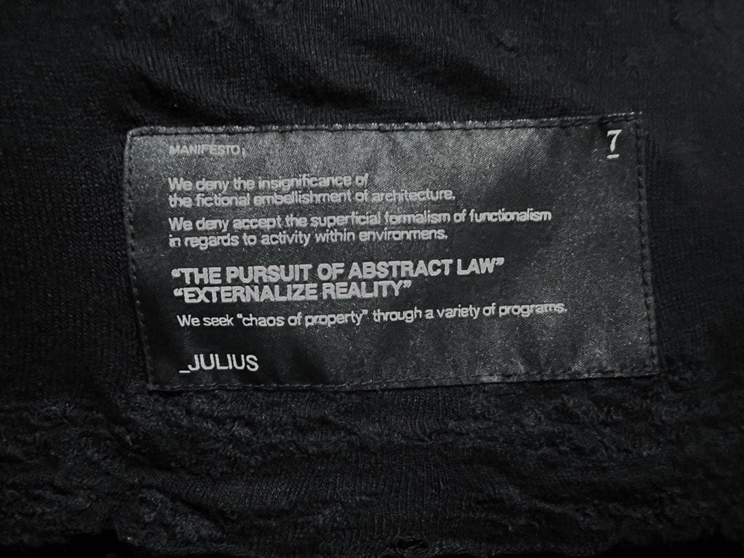 JULIUS 超希少 14FW 総柄模様 シルク混大判ストール ユリウス 黒