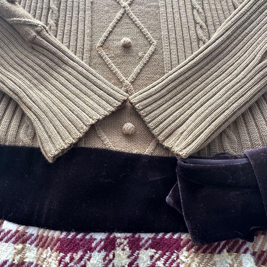 M'S GRACY エムズグレイシー　ワンピース　ベロア　リボン　チェック　切替