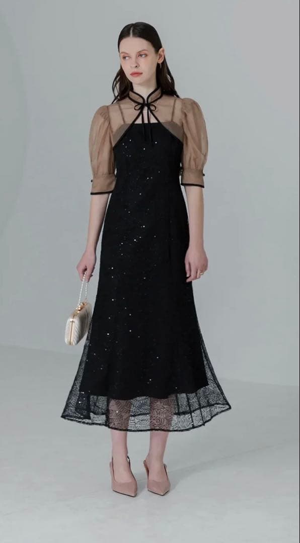 leja スパンコールボタニカルマーメイドボレロ2wayワンピースドレス