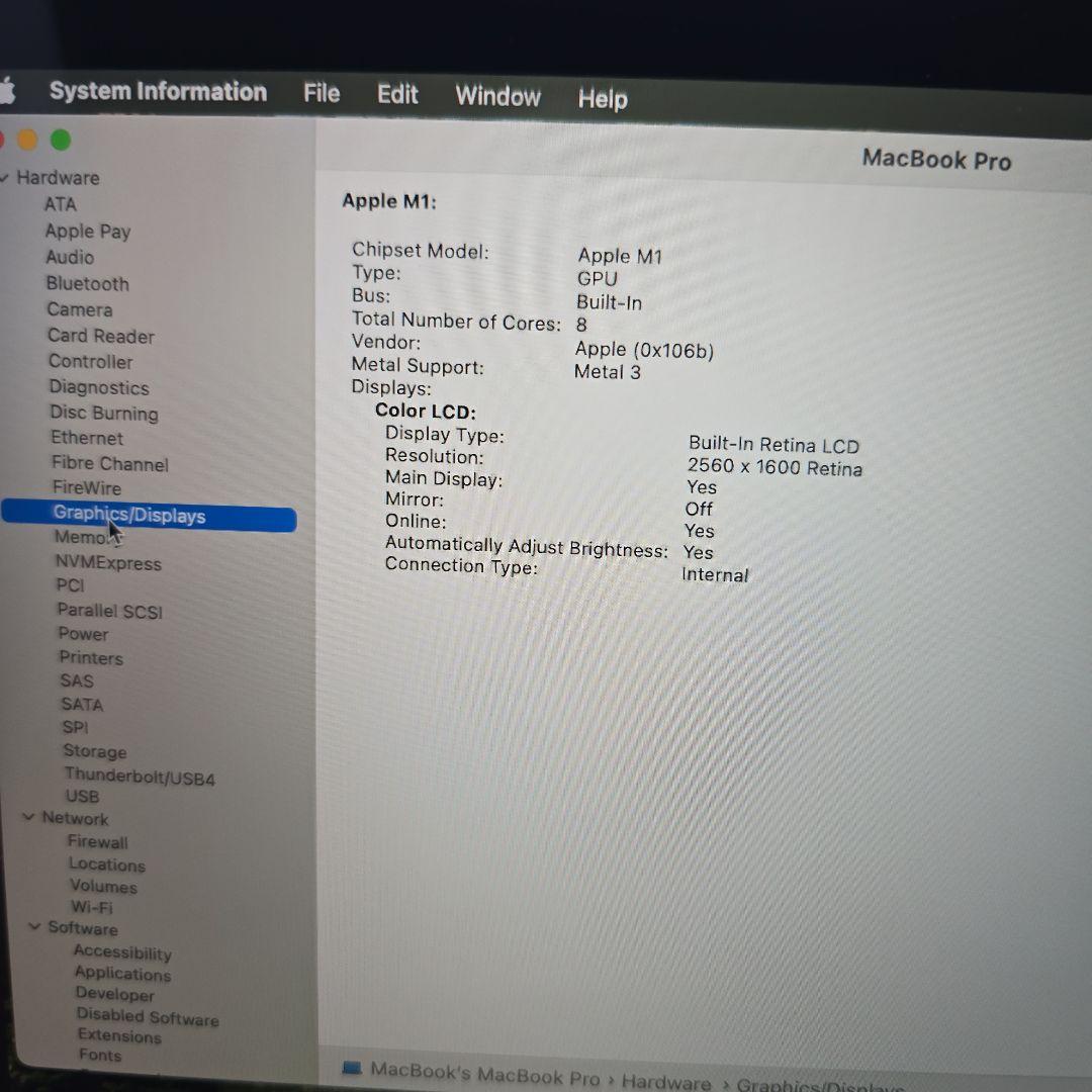 MacBook Pro 13インチ M1 8GB 256GB SSD 美品