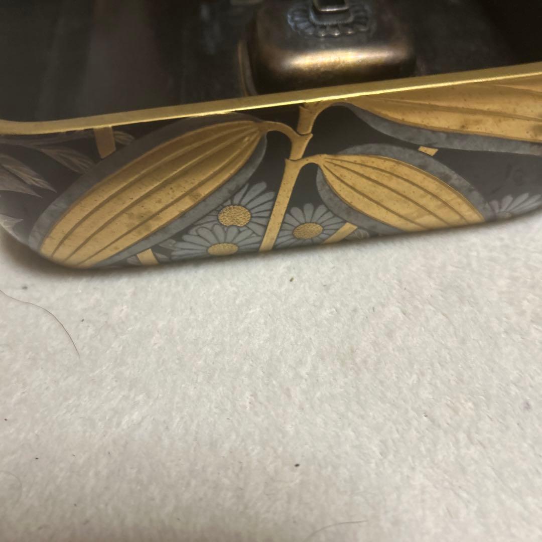 漆器 文箱 金色植物模様