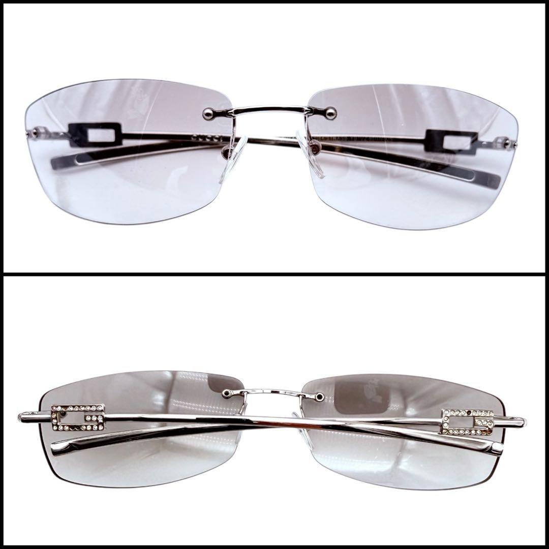 GUCCI グッチ　リムレス　サングラス　スクエアG ラインストーン