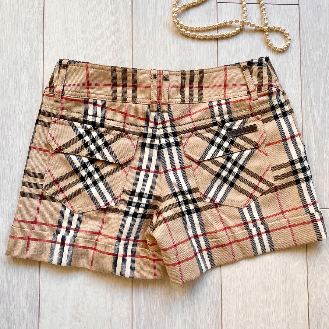 超美品本物バーバリーブルーレーベル上質ウールチェック柄ショートパンツ♫超オシャレ