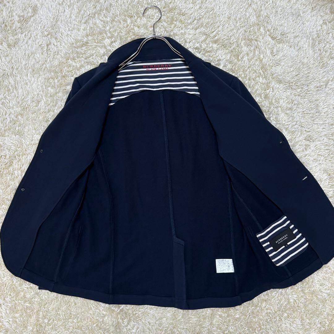 【金ボタンL】バーバリーブラックレーベル　テーラードジャケット　ホース　紺　伸縮