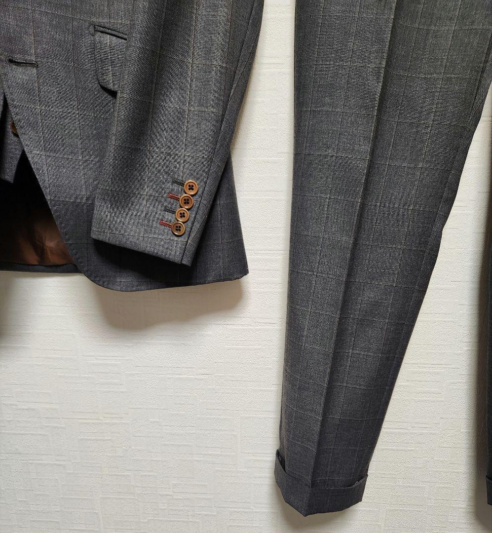 ロロピアーナ　×　タケオキクチ　メンズスーツ　スリーピース　グレーチェック