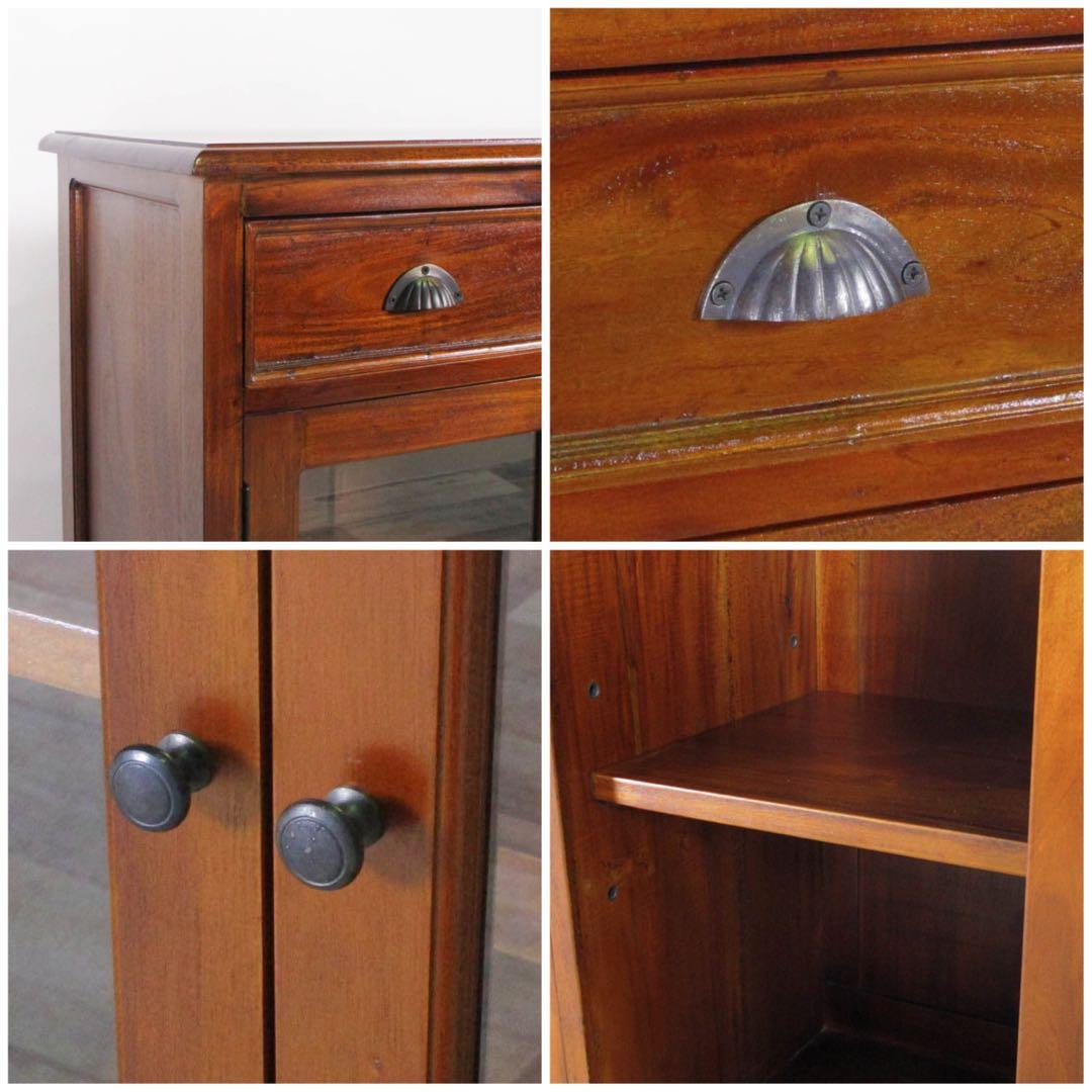 D 新品 アジアン キャビネット アンティーク カントリー 本棚 食器棚 飾り棚