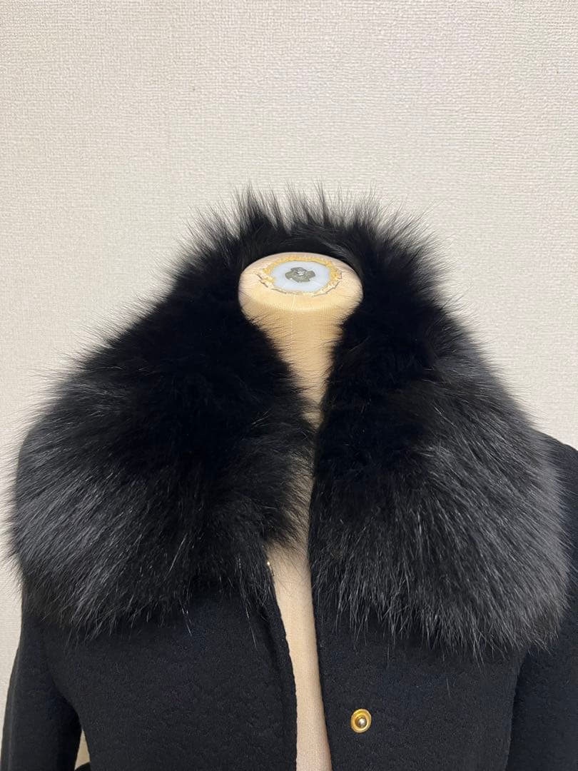 ☆VERSACE ヴェルサーチ　ファー付きカシミヤ混ロングコート☆