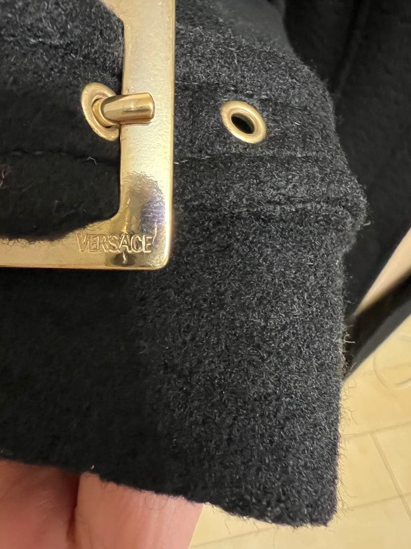 ☆VERSACE ヴェルサーチ　ファー付きカシミヤ混ロングコート☆