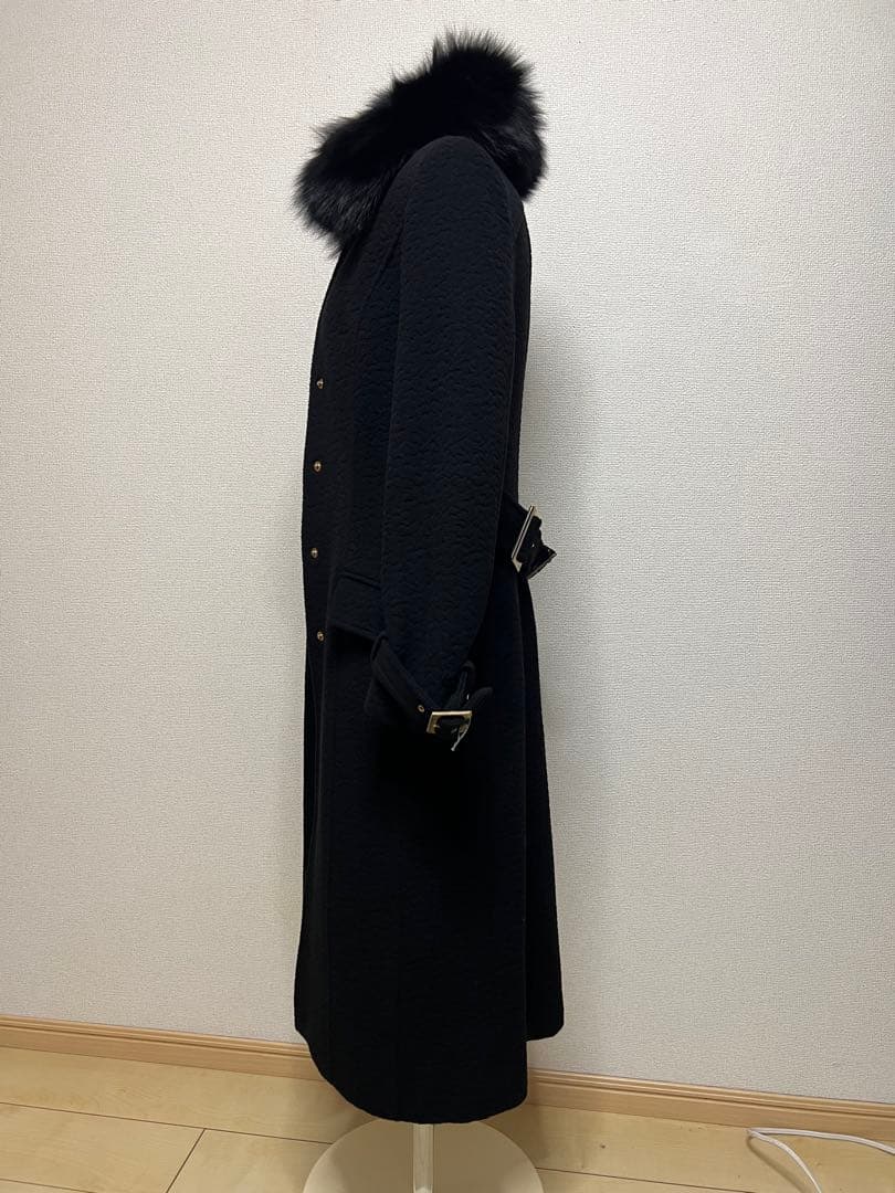 ☆VERSACE ヴェルサーチ　ファー付きカシミヤ混ロングコート☆