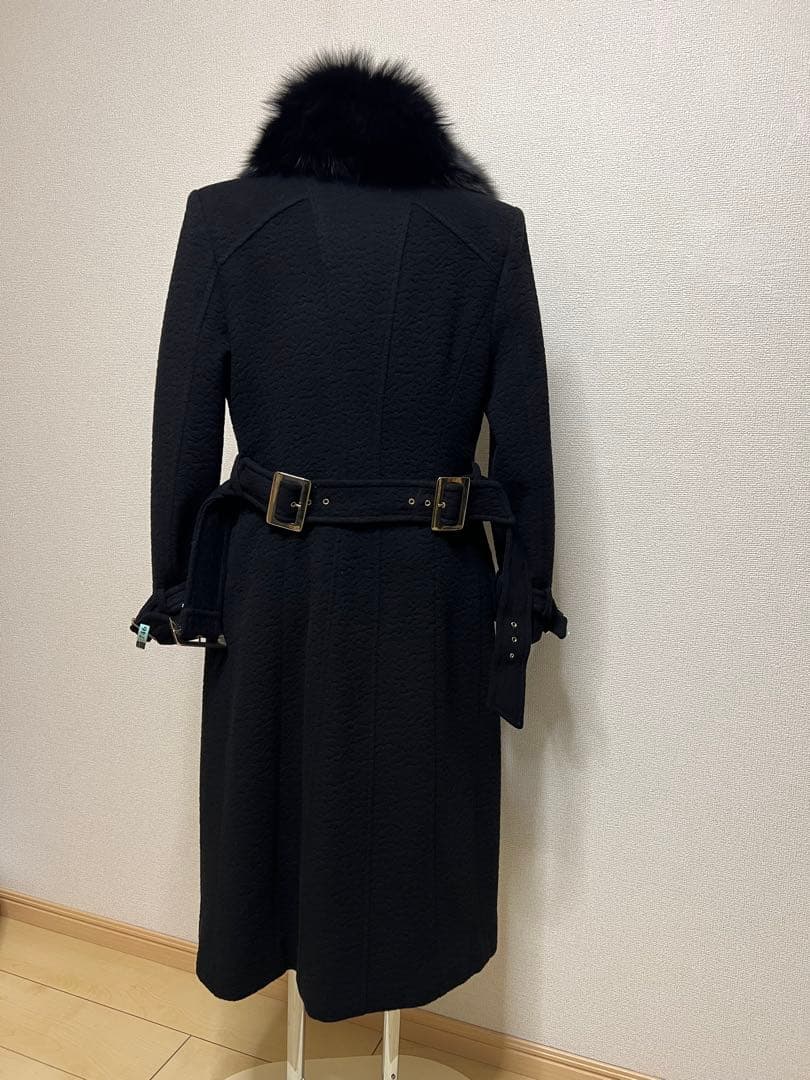 ☆VERSACE ヴェルサーチ　ファー付きカシミヤ混ロングコート☆