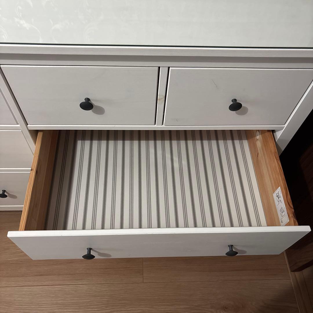 IKEA ホワイト木製チェスト HEMNES