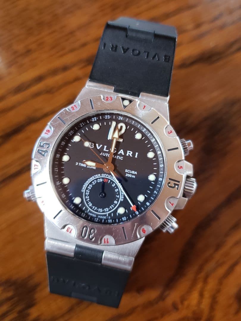 BULGARI 自動巻き時計 防水 黒 シルバー