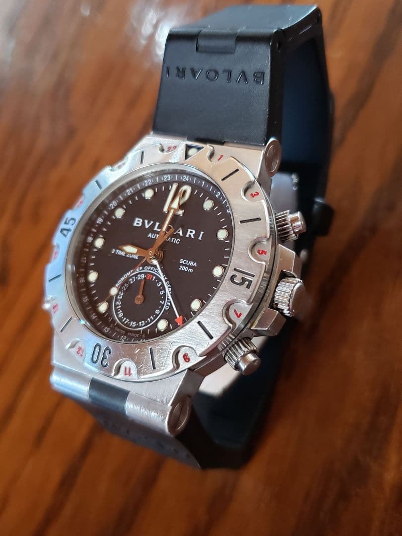 BULGARI 自動巻き時計 防水 黒 シルバー