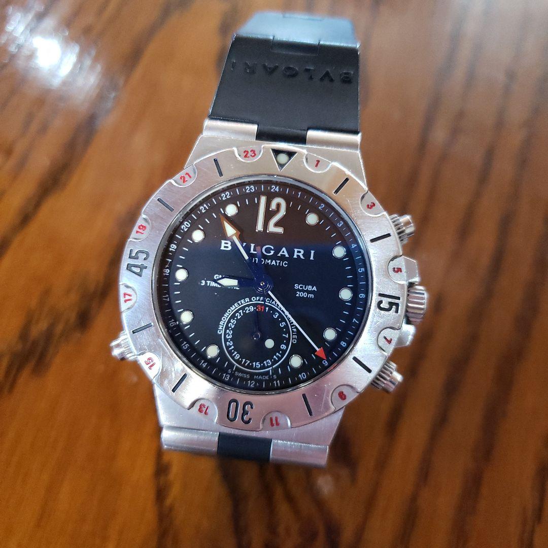 BULGARI 自動巻き時計 防水 黒 シルバー