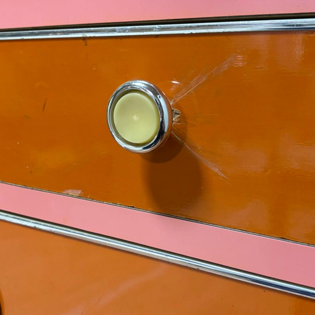 昭和レトロポップ食器棚　オレンジ　ガラス棚