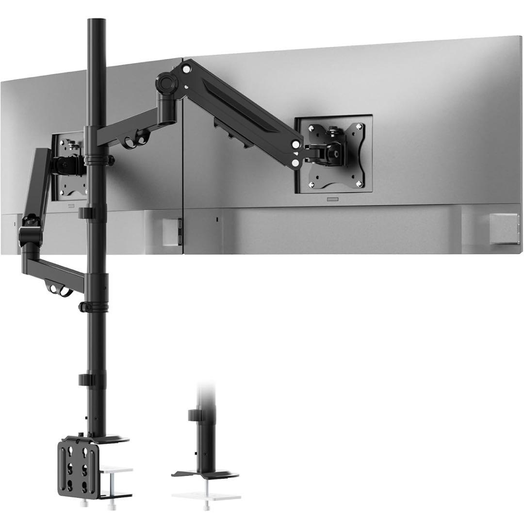 デュアル モニターアーム 2画面 上下40インチ対応 耐荷重12kg ロング