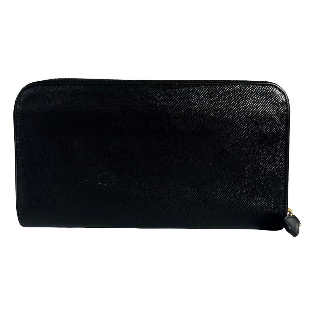 希少✨プラダ 長財布 ラウンドファスナー サフィアーノレザー ロゴ金具 黒