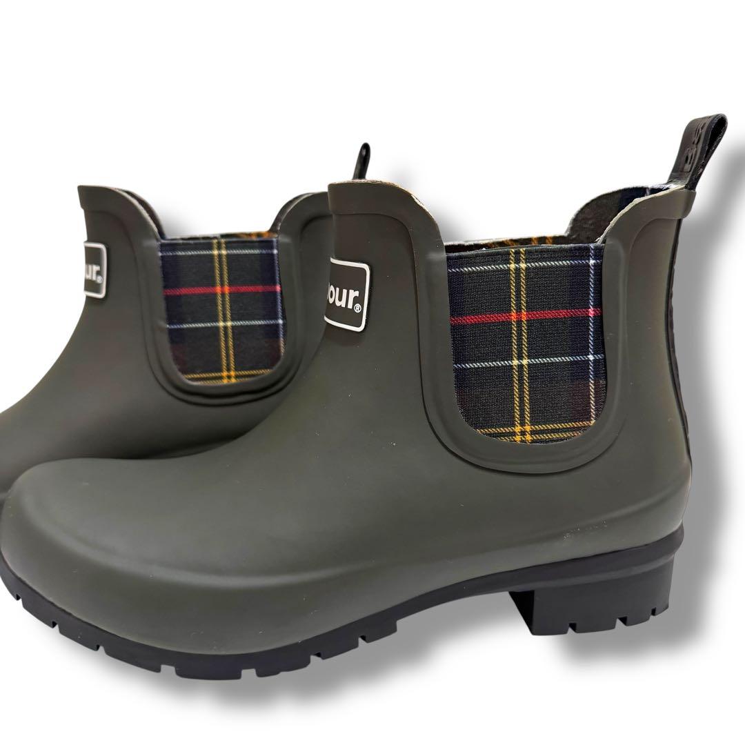 極美品 現行品 BARBOUR バブアー ショートレインブーツ タータンチェック
