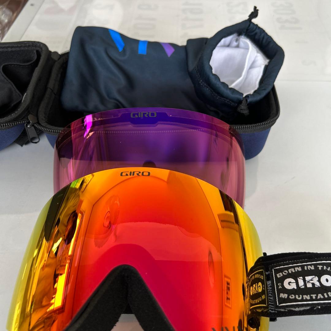 GIROゴーグル（オレンジ系） 交換レンズ（紫系）、袋ケース