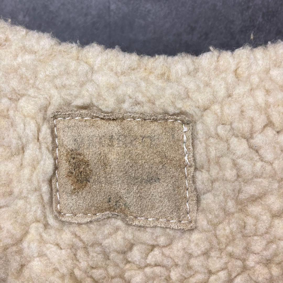 《US古着》ウエスタン ヴィンテージ レザー 裏ボア ベスト メンズM-L