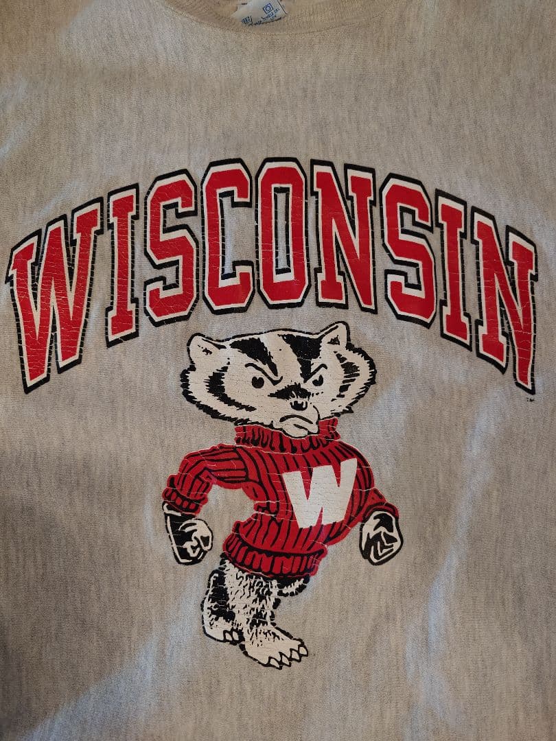 90's Champion リバースウィーブ ウィスコンシン スウェット汚れあり