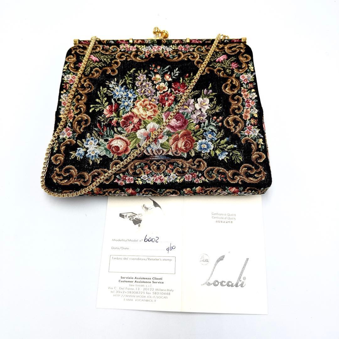 【美品】Leu Locati italy プチポワン刺繍 チェーン バッグ