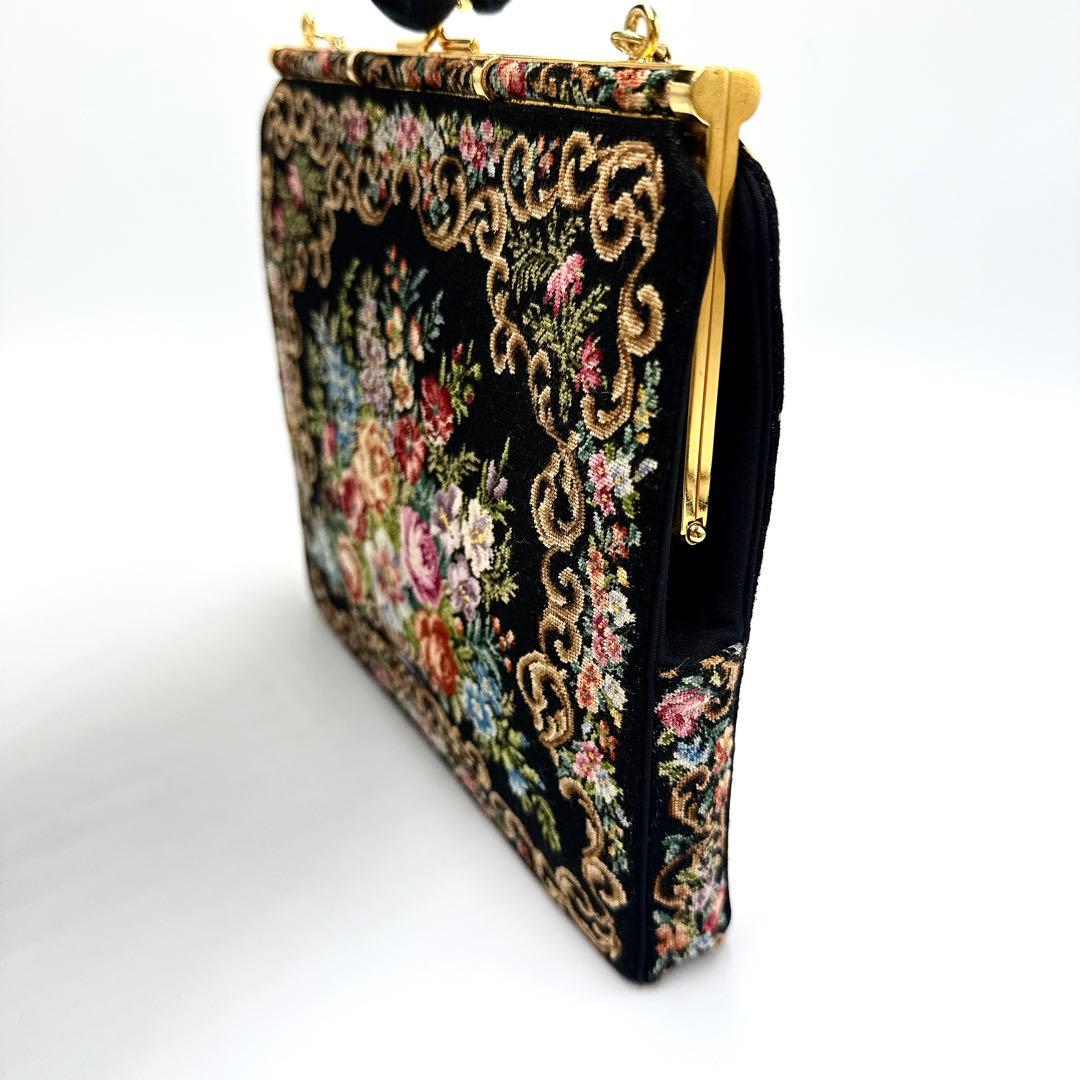 【美品】Leu Locati italy プチポワン刺繍 チェーン バッグ