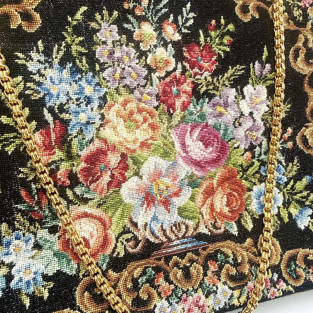 【美品】Leu Locati italy プチポワン刺繍 チェーン バッグ