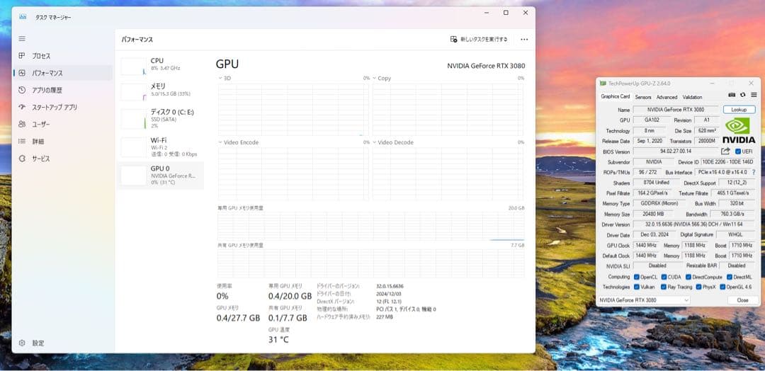 グラフィックボード・グラボ・ビデオカード ASUS TUF Gaming GeForce RTX 3080 20GB