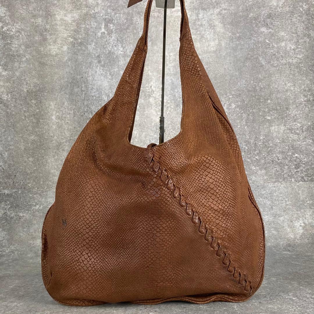 イッセイミヤケ パイソン型押し レザー ショルダーバッグ ワンショルダー