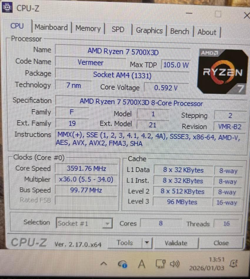 CPU AMD Ryzen 7 5700X3D