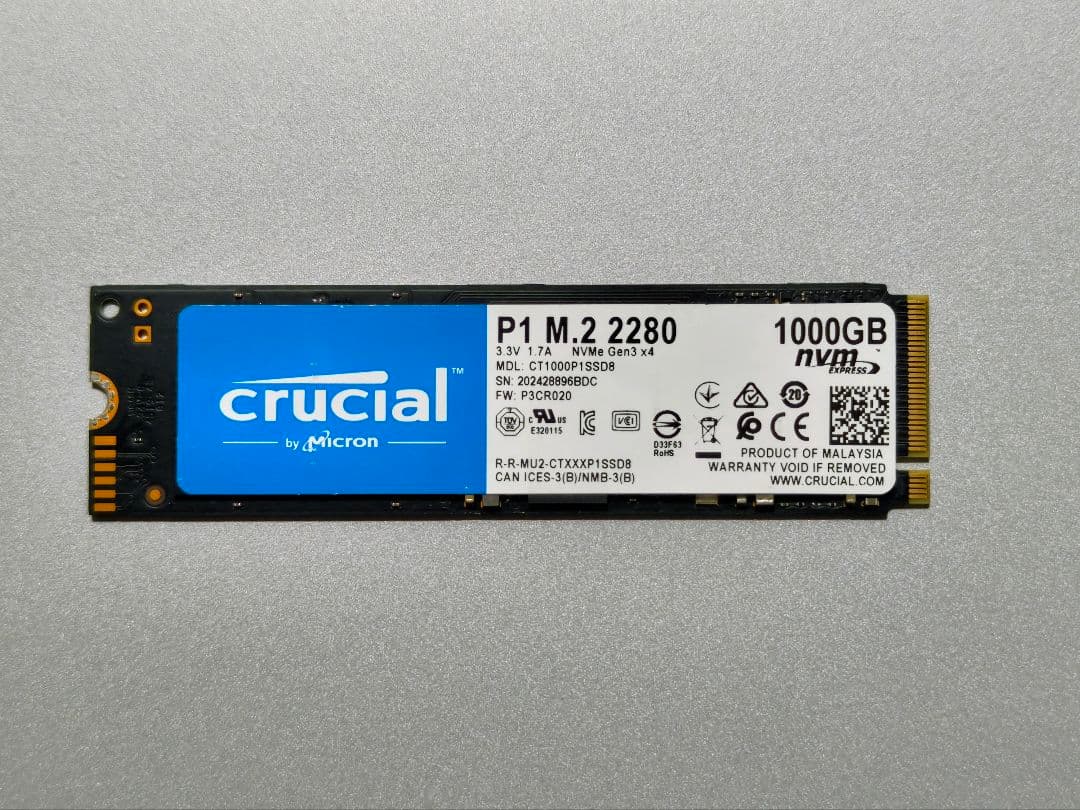 一*読様 Crucial P1 M.2 2280 1000GB 1TB SSD