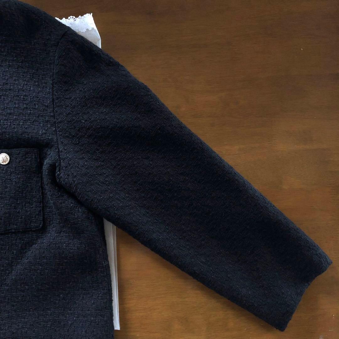 美品　インディヴィ　大きいサイズ　レディース　ノーカラー　ジャケット　黒　3L