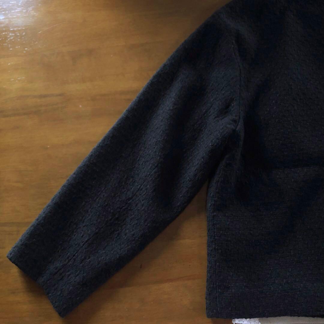 美品　インディヴィ　大きいサイズ　レディース　ノーカラー　ジャケット　黒　3L