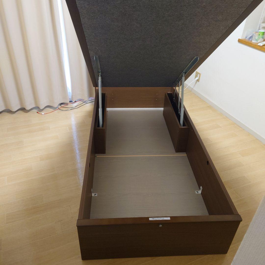 シングルベッドフレーム 収納付き ブラウン