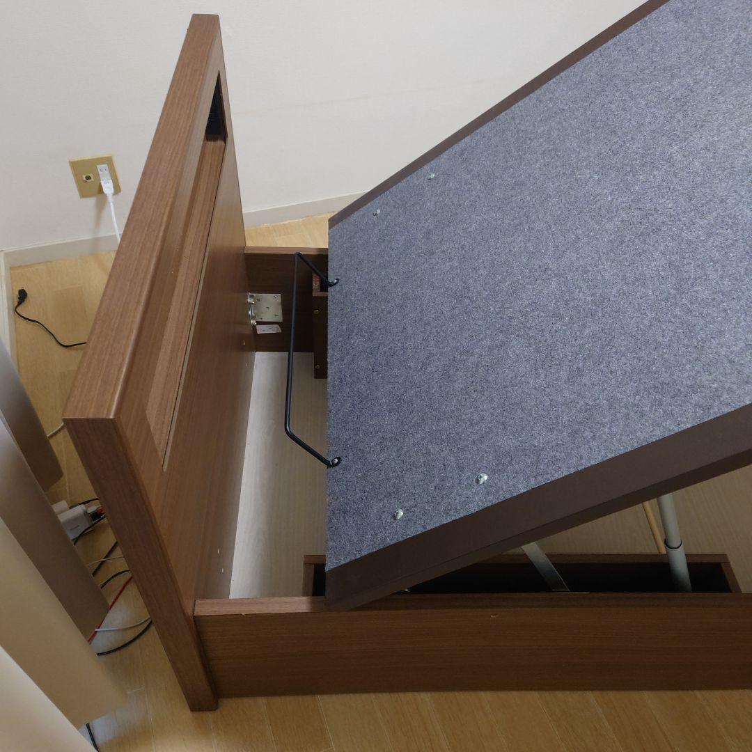 シングルベッドフレーム 収納付き ブラウン