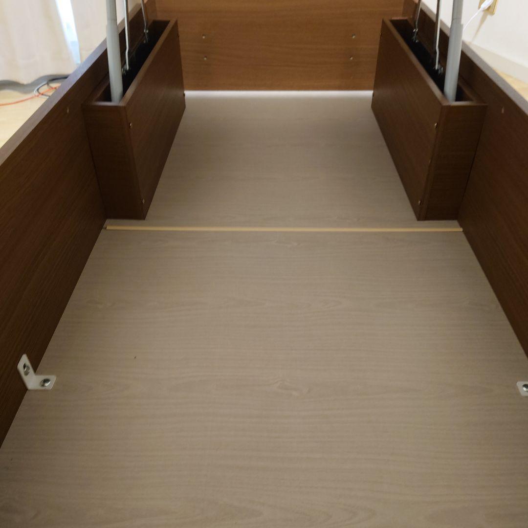 シングルベッドフレーム 収納付き ブラウン