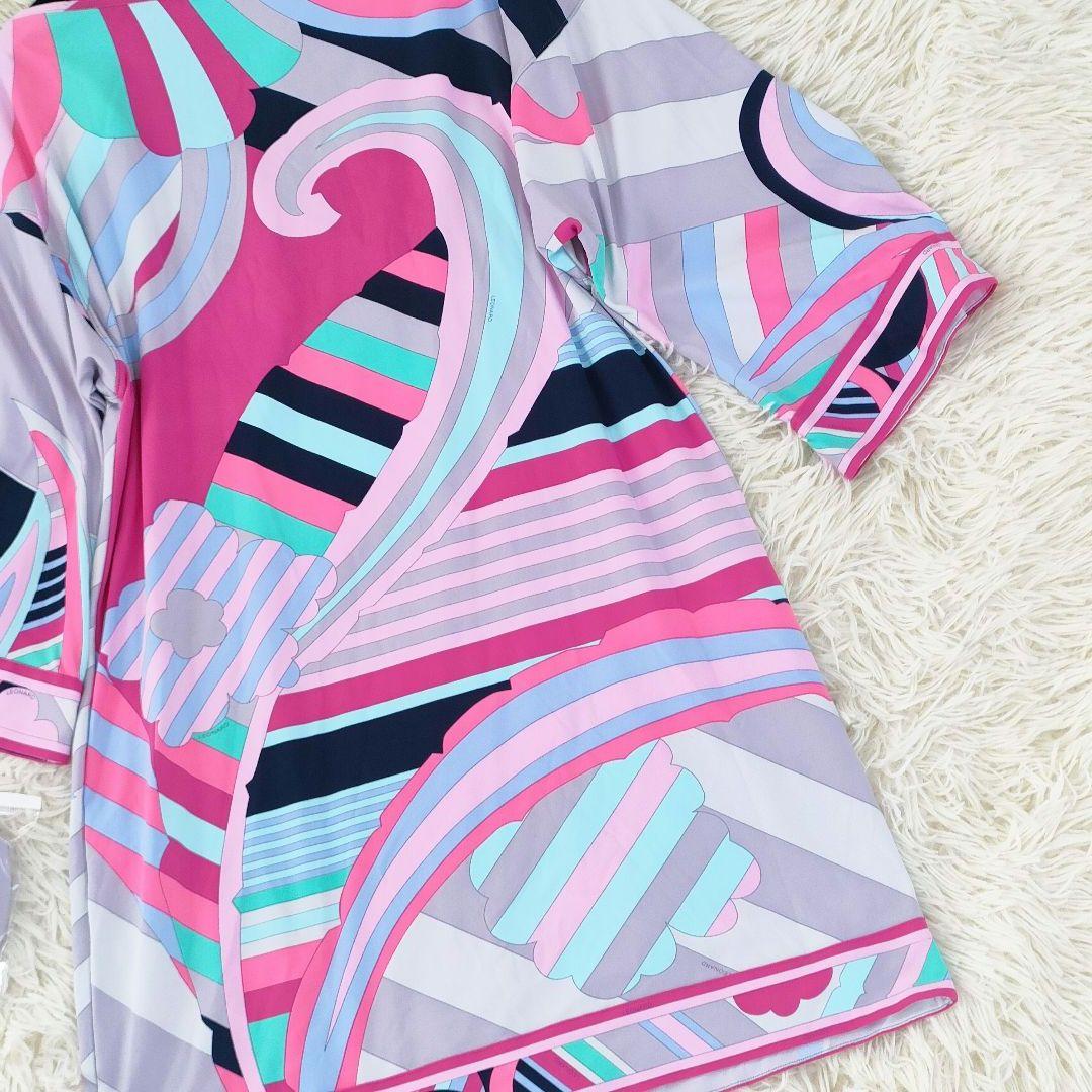 ほぼ未使用 近年物 レオナール チュニック 幾何学柄 マルチカラー イタリア製