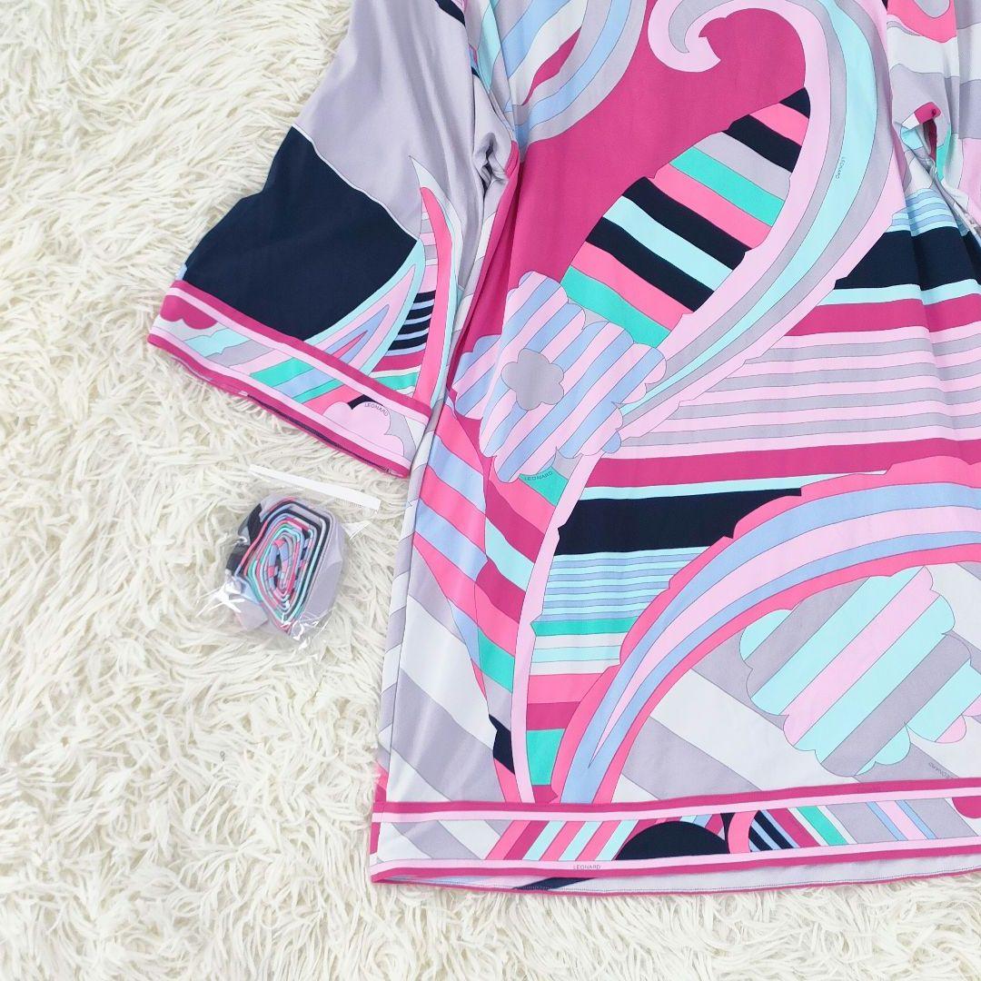 ほぼ未使用 近年物 レオナール チュニック 幾何学柄 マルチカラー イタリア製